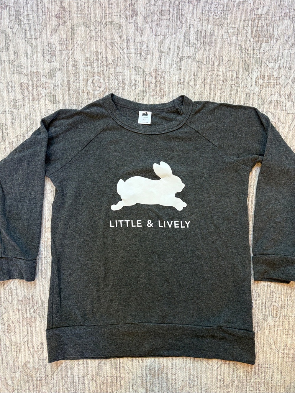 Little & Lively Charcoal Bunny Bamboo Raglan LS, 7/8 Unisex